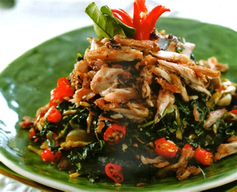 Indonesian Medan Food Tumis Bunga Pepaya (Male Pepaya Flower Stir Fry)